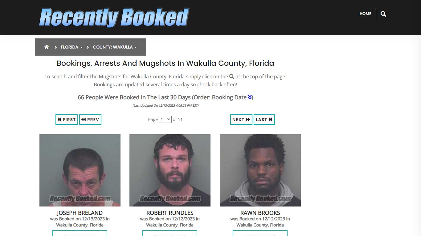 Recent bookings, Arrests, Mugshots in Wakulla County, Florida